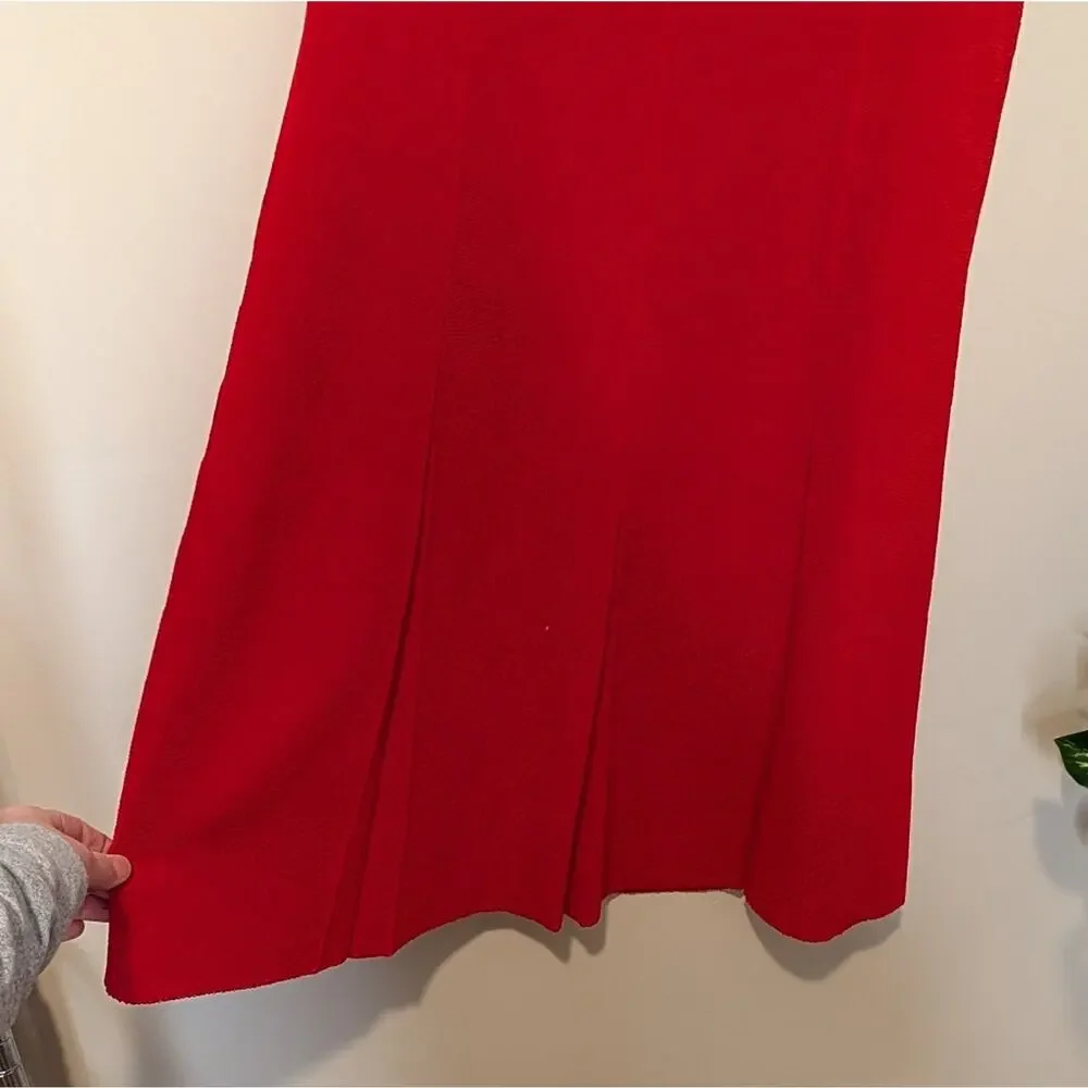 Vintage Red Pleated Sweater Skirt Size Large